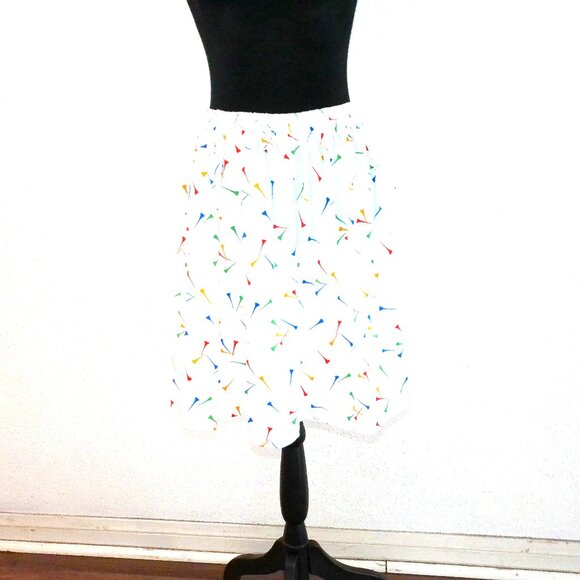 White with golf tees prints midi skirt, - Picture 5 of 5